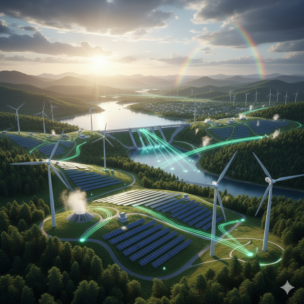 Solar panels in a field